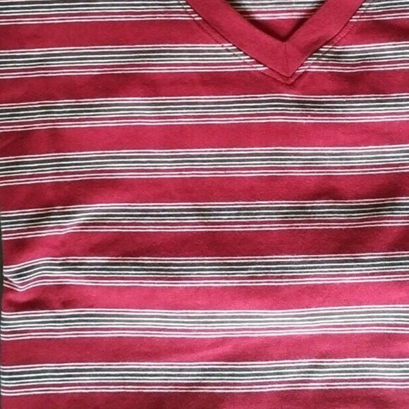 NEW Men's Burgundy & Grey Striped T-Shirt, XL - Picture 3 of 3